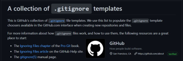 نصویری از مخزن گیت هاب Gitignore Templates به عنوان یکی از ۶ مخزن گیت هاب مفید برای برنامه نویسان وب 